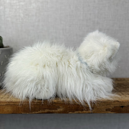 TY Sugar White Persian Cat - White Fluffy Persian Cat Blue Eyes & Bow 2002