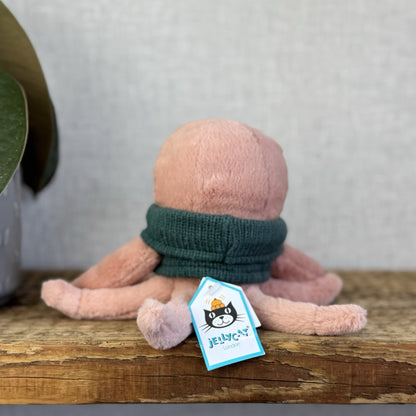 Jellycat Cozy Crew Octopus - Peach Octopus Beanie In A Jumper Cute Retired  5"