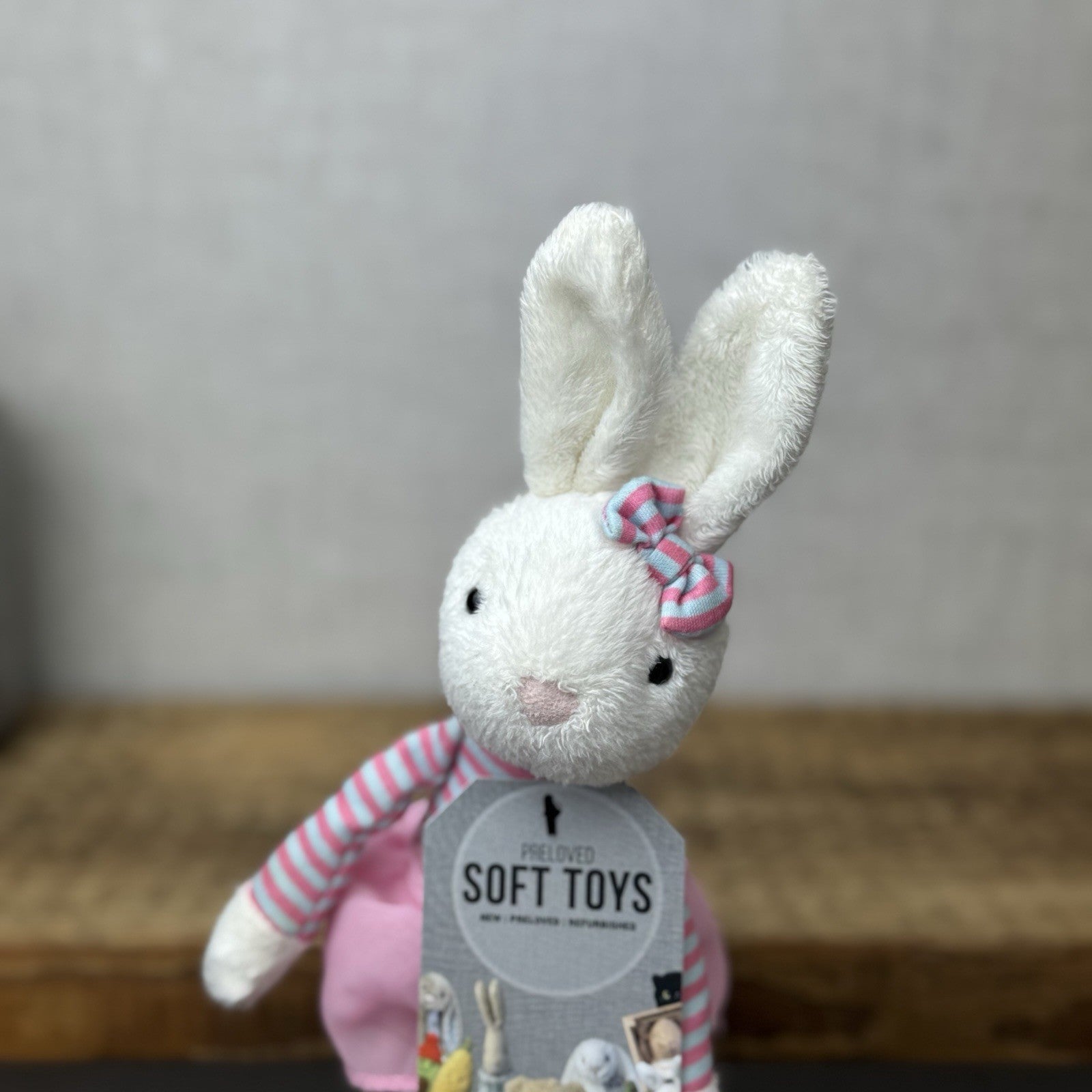 Jellycat Jazy Jiver Cream Bunny - Small Bunny Striped Ballerina Small Retired 8"