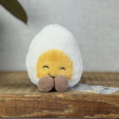 Jellycat Amuseable Blushing Boiled Egg - Little Egg With Feet Soft Toy Beanie 