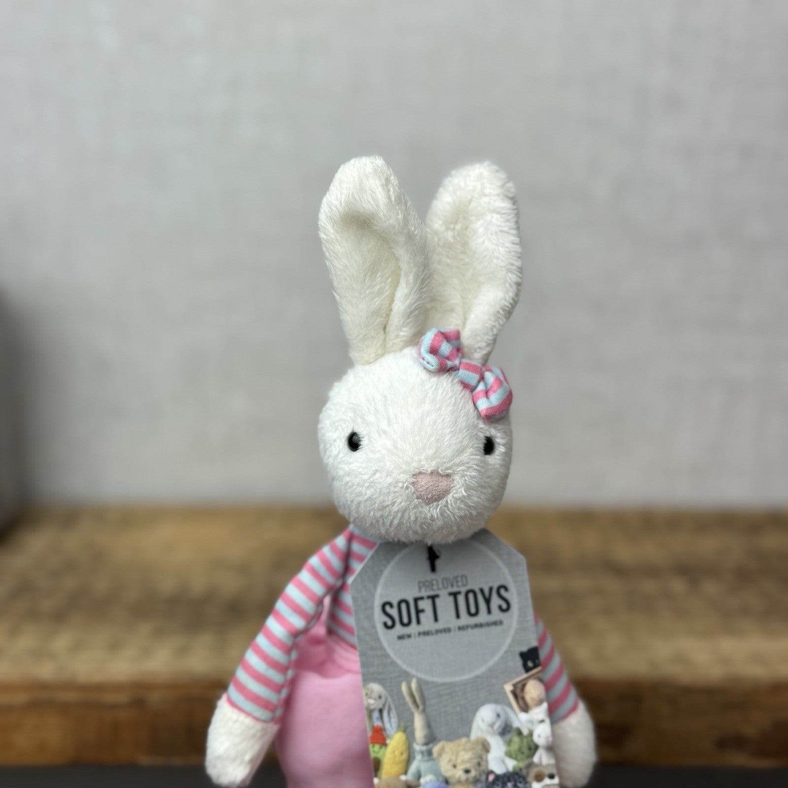 Jellycat Jazy Jiver Cream Bunny - Small Bunny Striped Ballerina Small Retired 8"