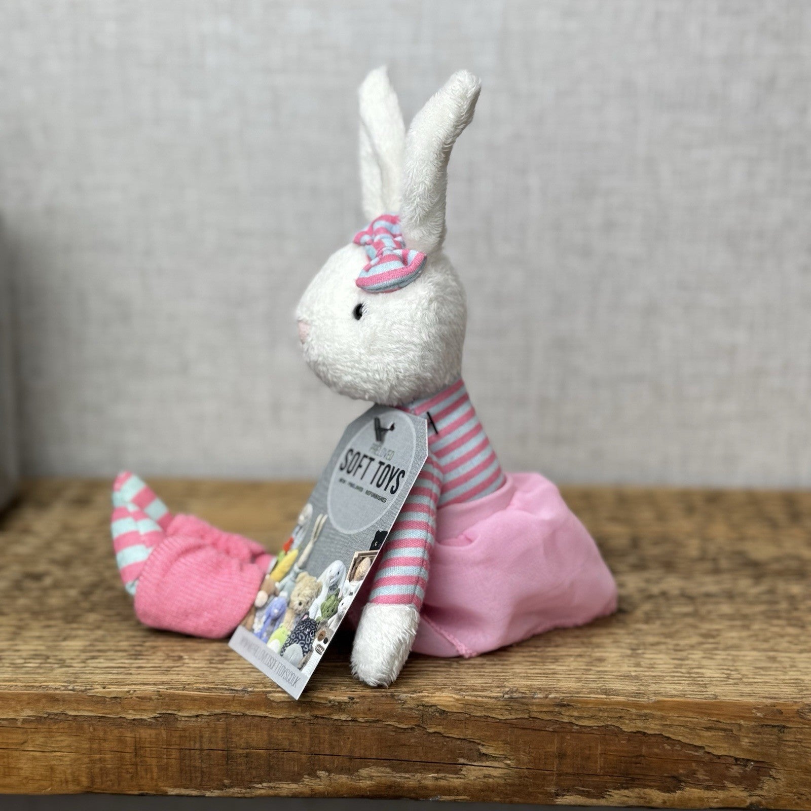 Jellycat Jazy Jiver Cream Bunny - Small Bunny Striped Ballerina Small Retired 8"