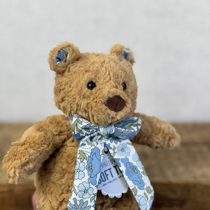 Custom/Bespoke Tiny Bartholemew Bear - Blue Flowers Made With Liberty Print 
