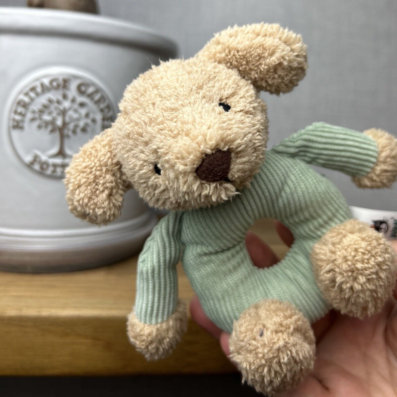 Jellycat Jumble Puppy Rattle - Blue Corduroy Rattle - Dog/Puppy Rattle Soft Toy