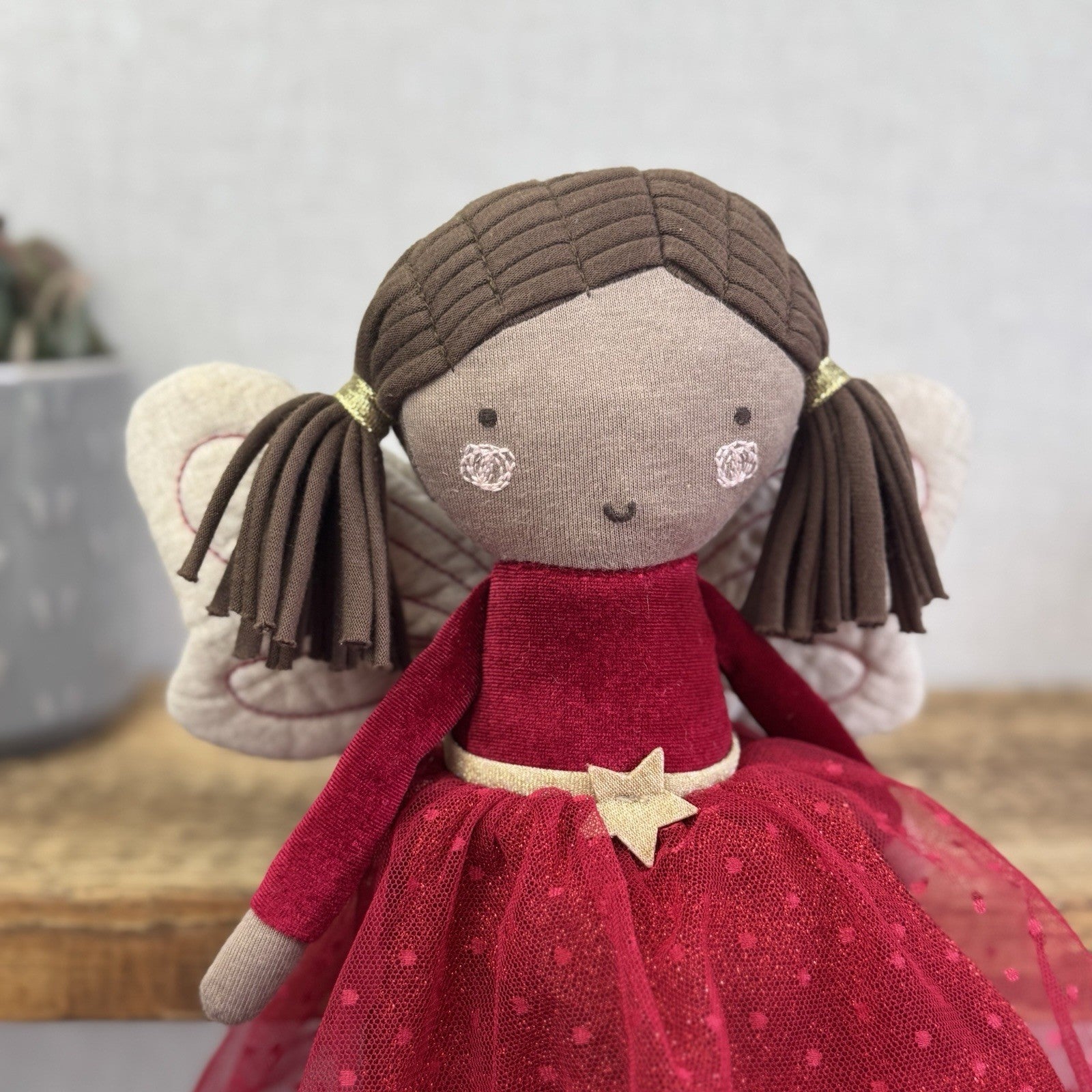 Mamas & Papas Ruby Fairy Doll - Christmas Fairy Doll Red/Gold Rag Doll Retired