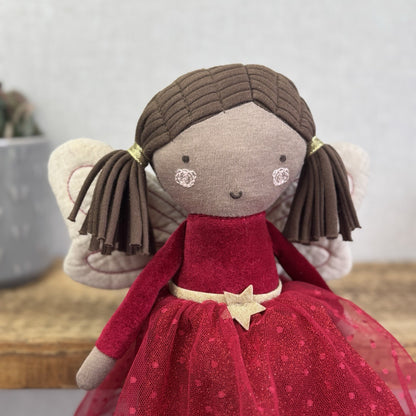Mamas & Papas Ruby Fairy Doll - Christmas Fairy Doll Red/Gold Rag Doll Retired