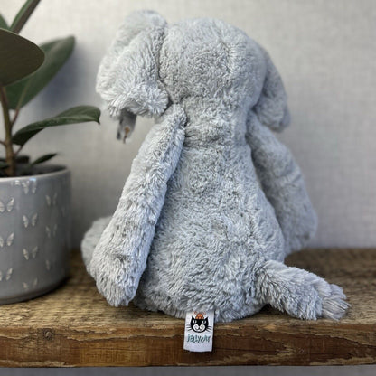 Jellycat Large Bashful Elephant - Large Grey Elephant Beanie 16” - Rare Retired