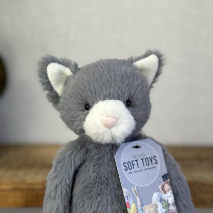 Jellycat Sweetie Kitten - Small Fluffy Light Grey Beanie Kitten White Face (#2)