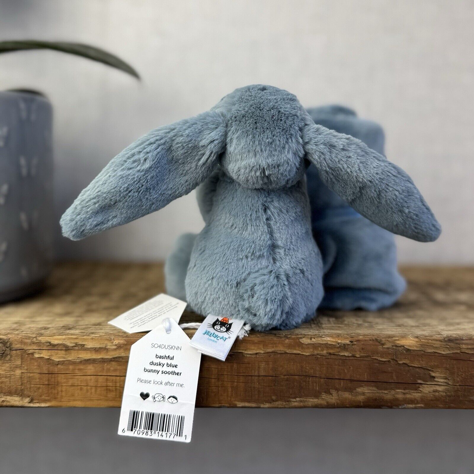 Jellycat Dusky Blue Bunny Soother - Baby Comfort Blanket Baby Dusky Blue NWOT