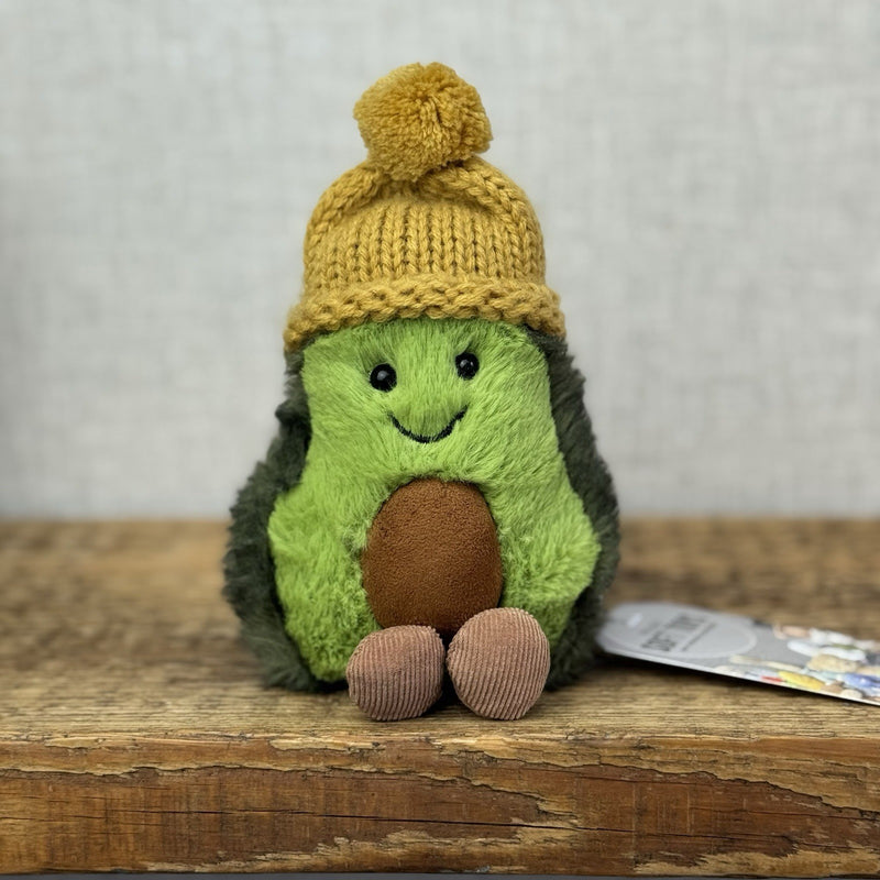Jellycat Amuseable Cozi Avocado With Hat Soft Toy - Mustard Cozi Avacado NWOT