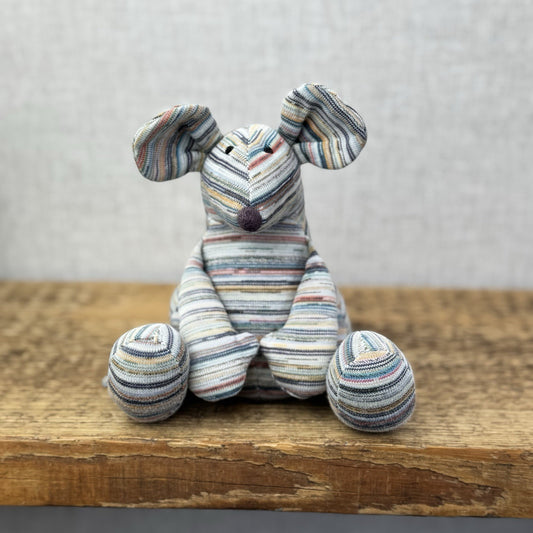 Muji X Jellycat Collaboration Mouse Stripe Retired - Recycled Yarn Soft Toy