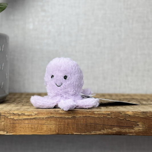 Jellycat Fluffy Octopus - Lilac Fluffy Octopus Plush Soft Toy - Pocket Pal 3"