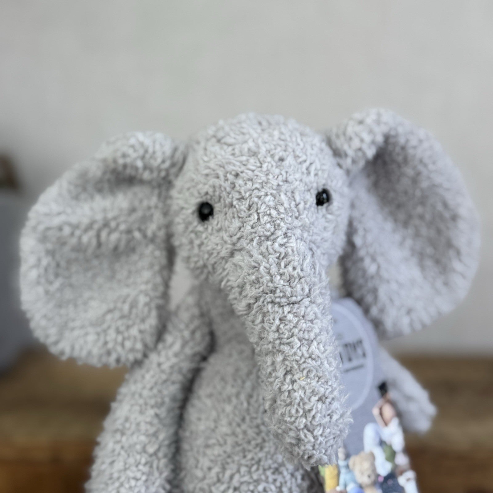 Jellycat Chou Chou Elephant - ChouChou Grey Beanie Textured Soft Elephant 10”