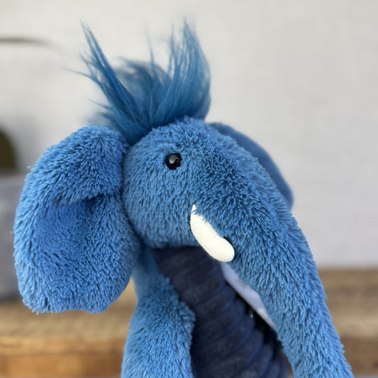 Jellycat Alfred Elephant Blue Cordy Elephant SnaggleBaggle Medium Beanie NWOT
