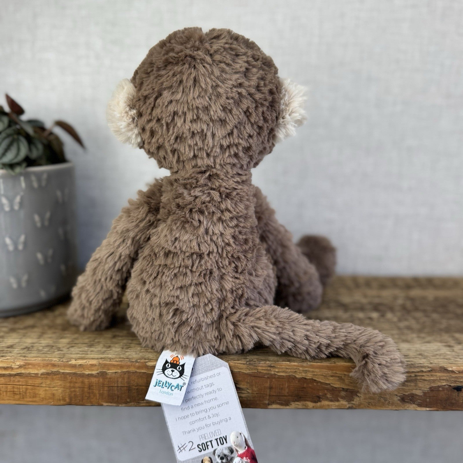 Jellycat Smuffle Monkey - Retired Beanie Monkey Light Brown 14" (#2)