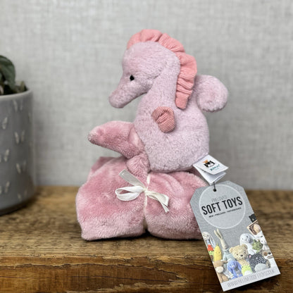 Jellycat Sienna Pink Seahorse Soother - Pink Comfort Blanket Soother Retired