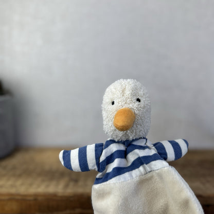Jellycat Berdita Duck Soother Comfort Blanket - Cream & Navy Baby Duck Comforter