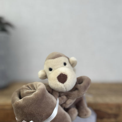 Jellycat My First Monkey Soother - Monkey Comforter Toy (no Box) Brown Velour 8”
