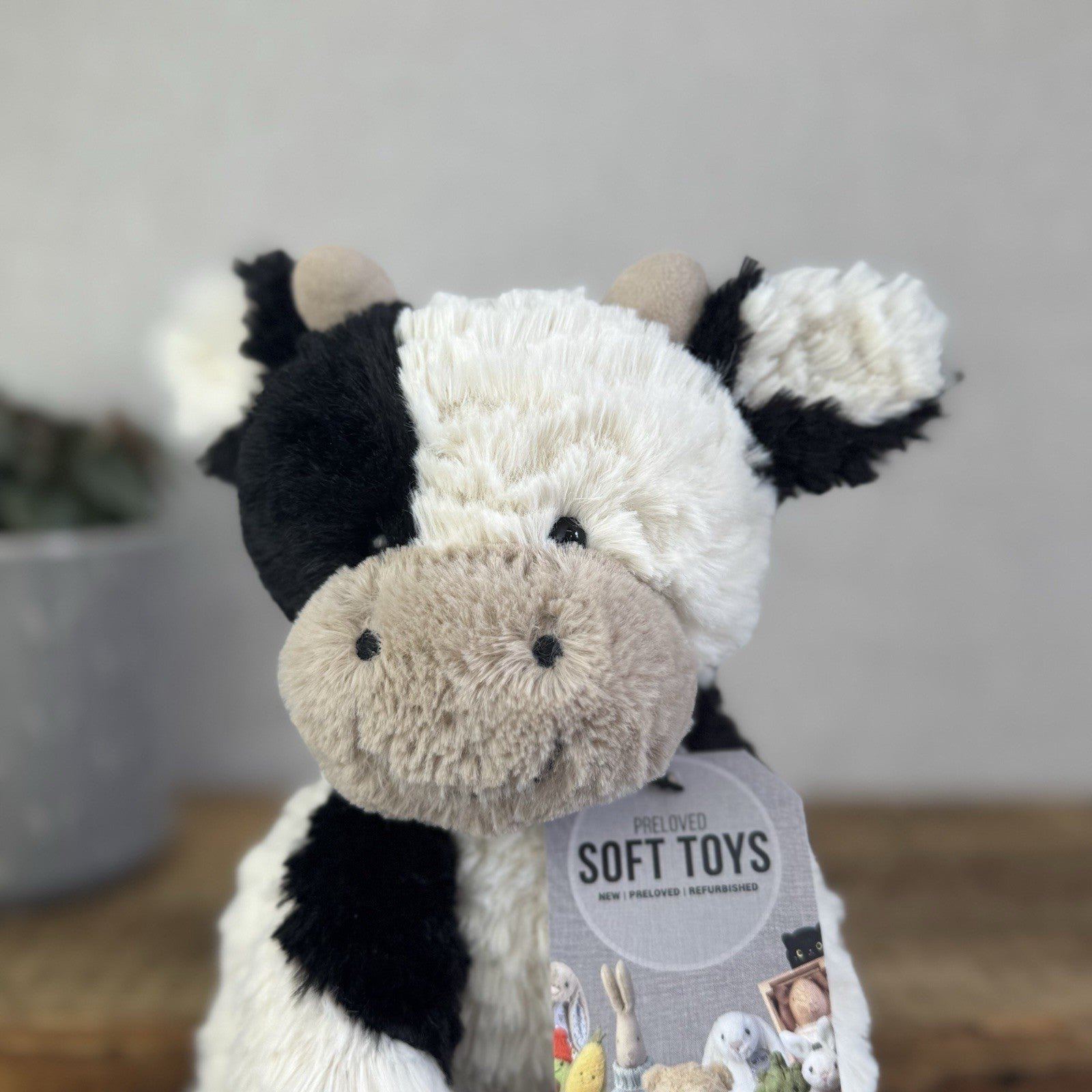 Jellycat Medium Fuddlewuddle Cow - Calf Sitting Textured Retired Toy Beanie 9"