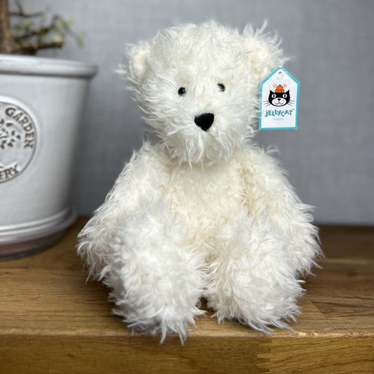 Jellycat Angora Blizzard Bear - White Fluffy Bear Beanie - New With Tags - 12”