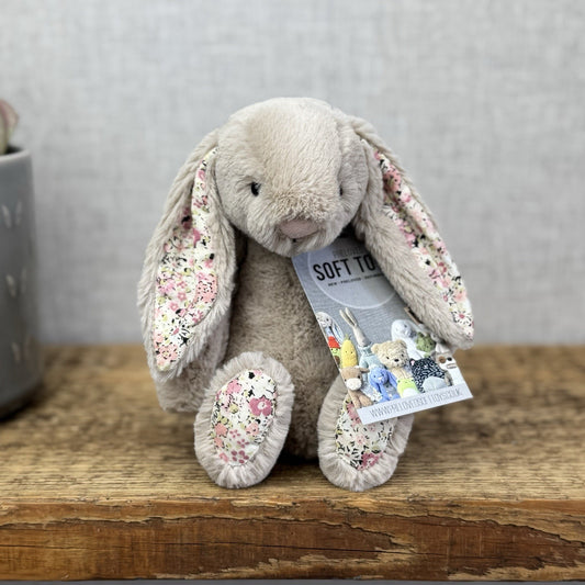 Jellycat Small Bea Beige Blossom Bashful Bunny - Floral Feet/Ear Brown Rabbit 8”