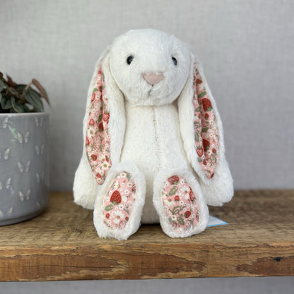 Jellycat Medium Bashful Blossom Cream Bunny Berry - Cream Bunny Pink Ears NWT 