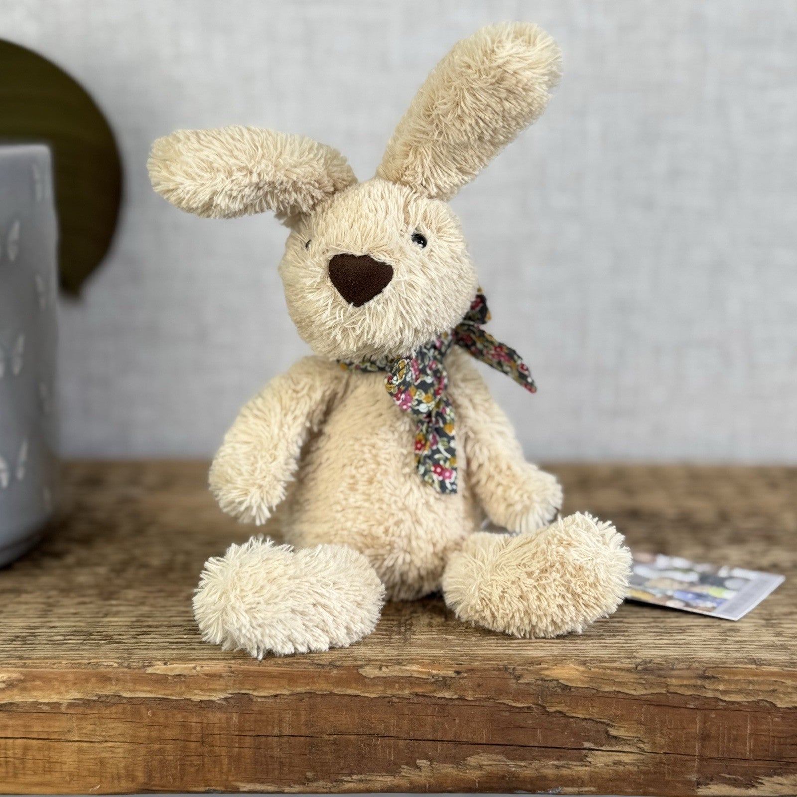 Jellycat Rufus Rabbit Lost & Found Friends  Tiny Rabbit With Bow Rare Retired 7"