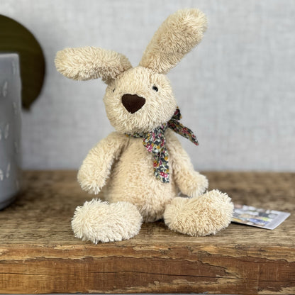 Jellycat Rufus Rabbit Lost & Found Friends  Tiny Rabbit With Bow Rare Retired 7"