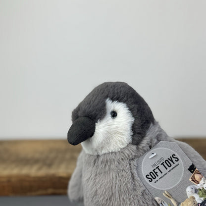 Jellycat Small Percy Penguin - Small Grey Fluffy Penguin Soft Toy Beanie 8"