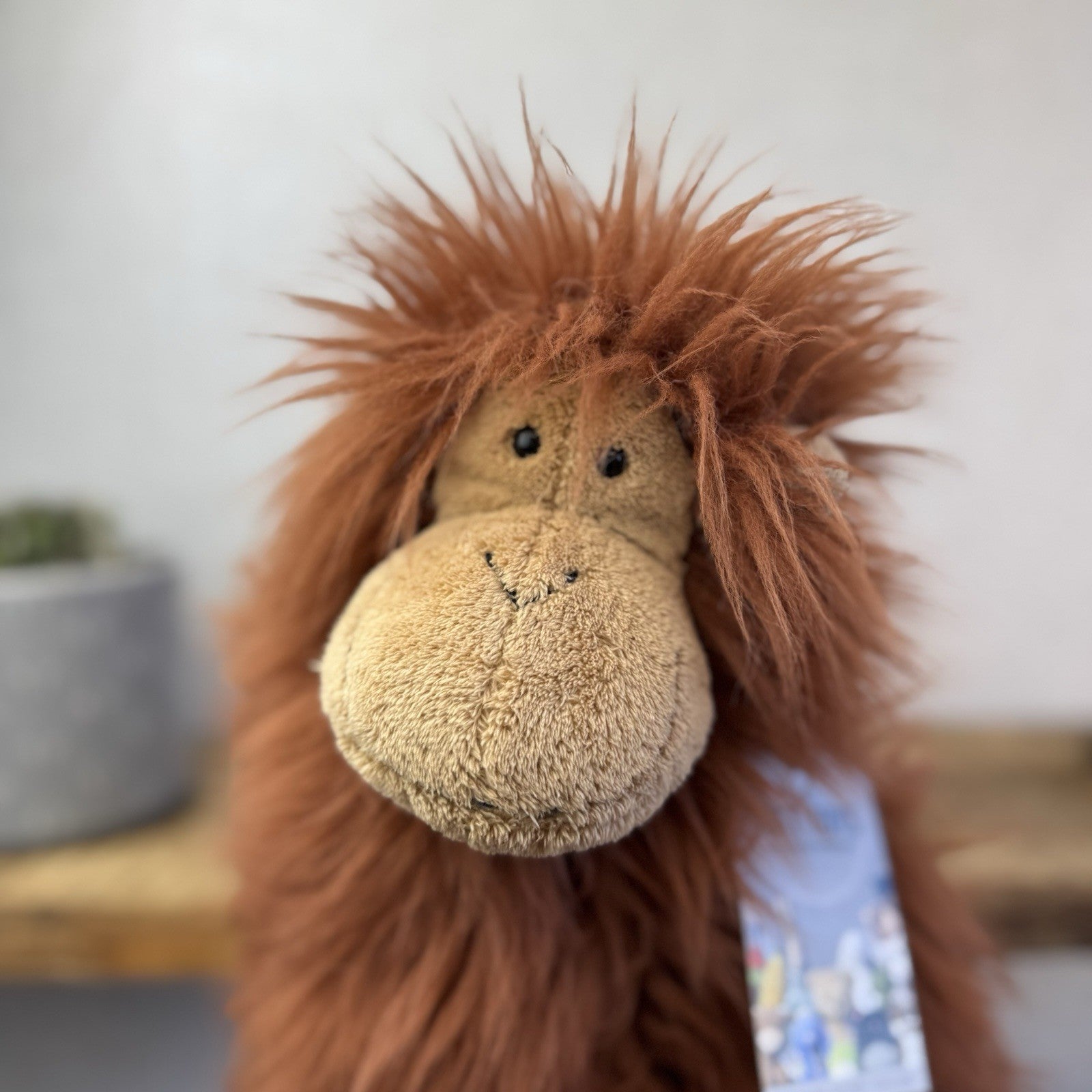 Jellycat Medium Max Monkey - Fluffy Long Hair Monkey Plush Beanie Retired 16"