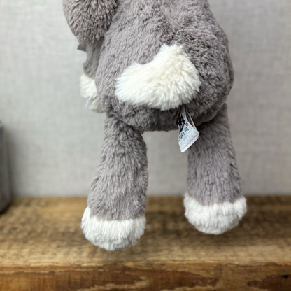 Jellycat Smudge Puppy - Medium Grey & White Puppy Floppy Plush Toy Medium 14"