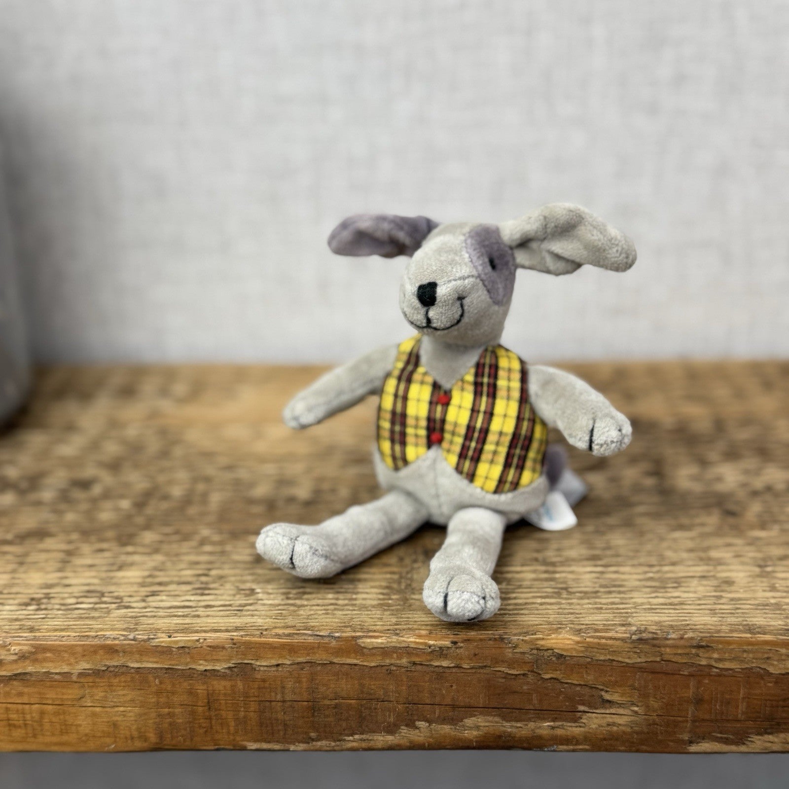 Jellycat Waistcoat Pup Dog - Small Vintage Puppy Beanie In Waistcoat Tiny 6"