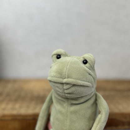 Jellycat Small Furgus Frog - First Edition RARE Velour Frog Beanie NWOT 8”