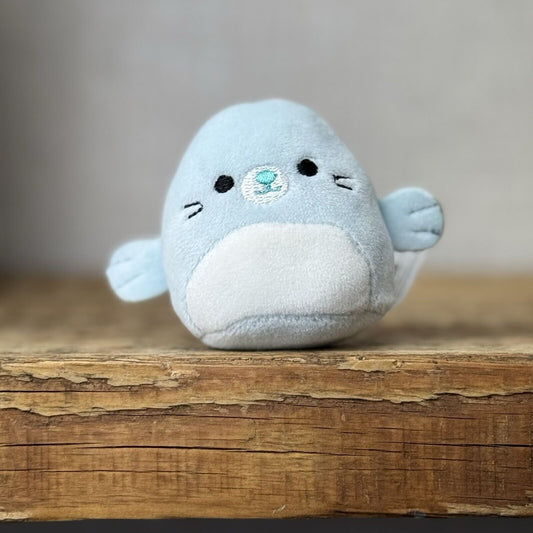 Squishmallows Squishville - Micromallows - Tiny Dorgee Blue Seal Soft Toy 2”