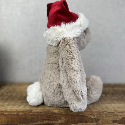 Jellycat Bashful Christmas Bunny - Beige Bunny Christmas Hat NWOT 12"