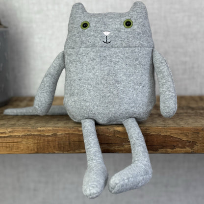 Jellycat Geek Cat - Grey Kitty Green Eyes - Retired Jellycat Kitten 10”