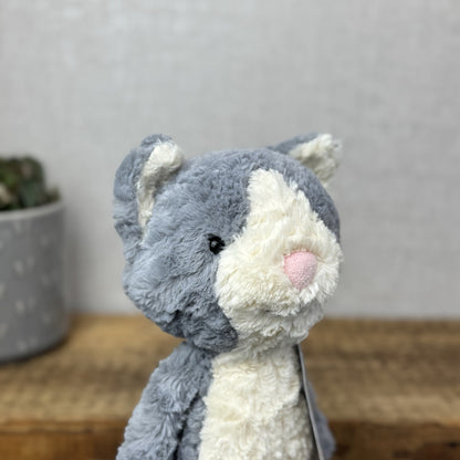 Jellycat Tuffet Cat - Medium Grey Kitten Kitty Beanie Plush Textured Retired 12"