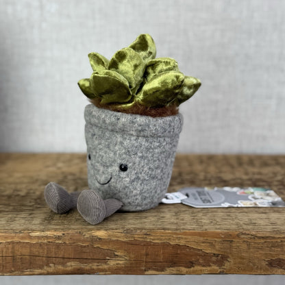 Jellycat Amuseable Silly Succulent Jade - Velour Green Small Potted Succulent 6”