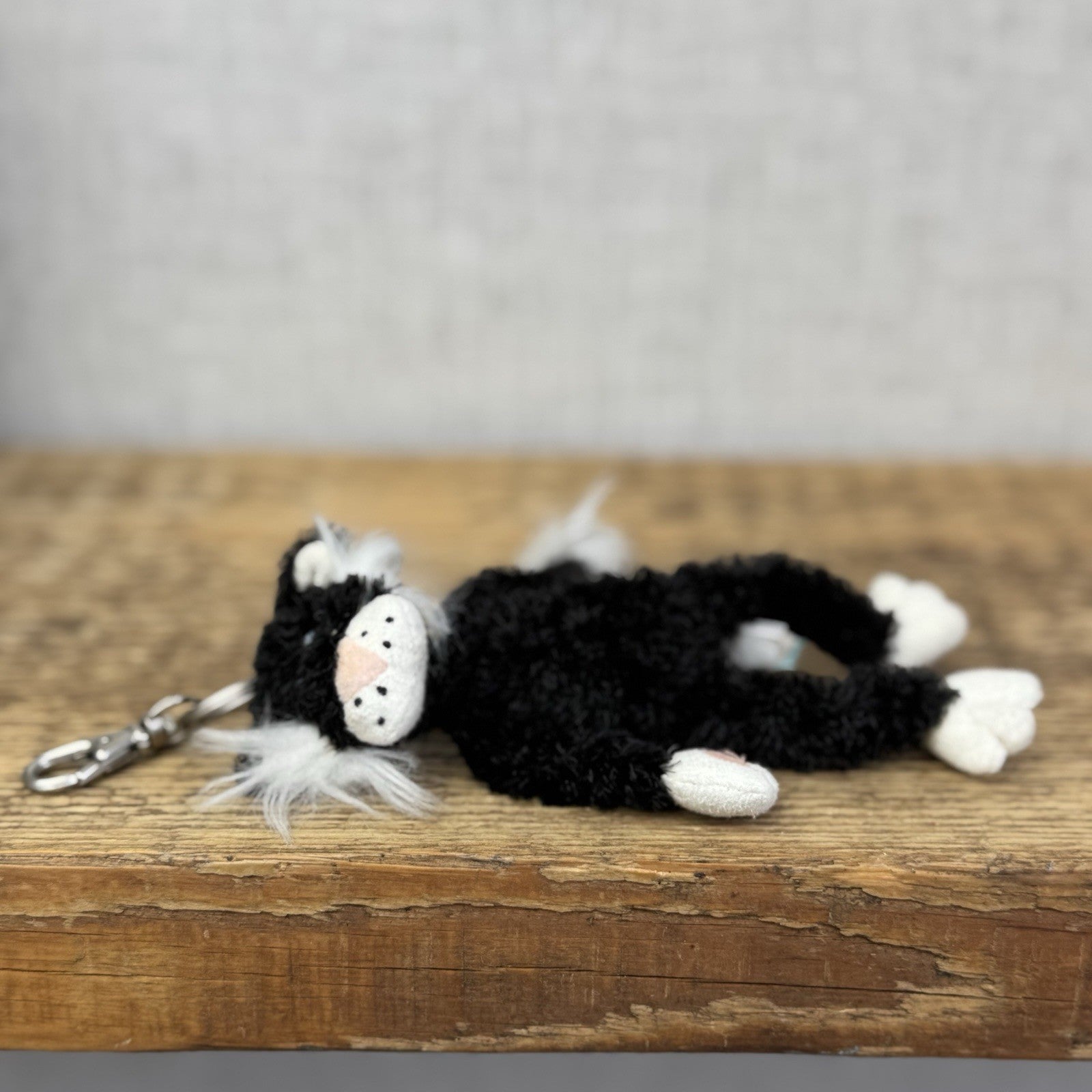Jellycat Dodger The Alley Cat Keyring- Rare Vintage Jellycat Miniature With Tags