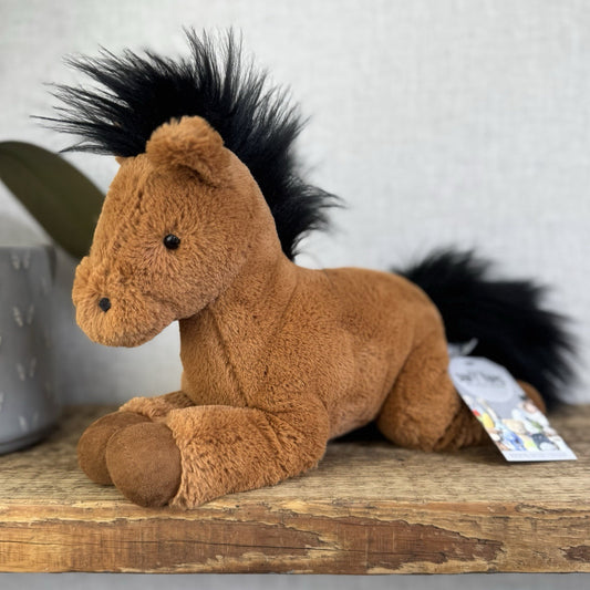 Jellycat Medium Clover Pony - US Version Medium Chestnut Brown Pony Plush 12"