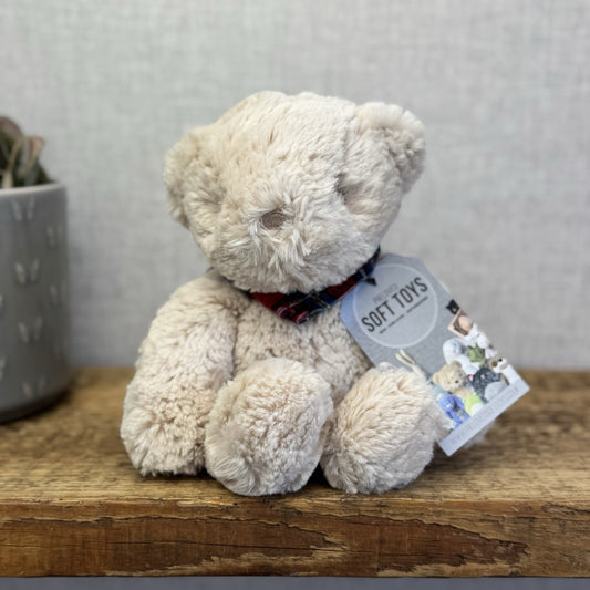 Next Teddy Bear Beanie With Scarf - Beige Bear Soft Toy New Without Tags 8"