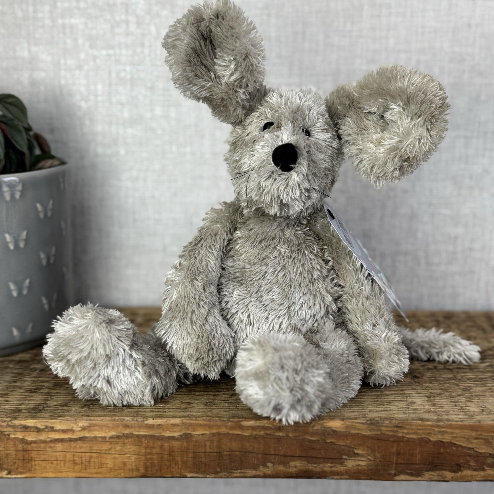 Jellycat  Tumbler Mous - Grey Scruffy Bunglie Style Mouse Beanie Plush 11” NWOT