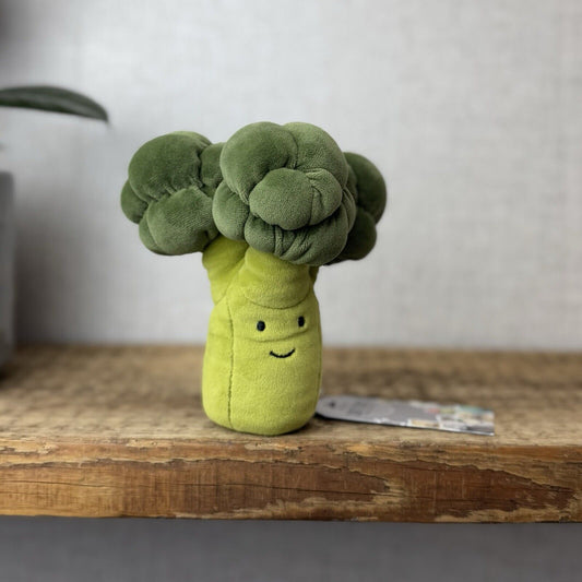 Jellycat Vivacious Broccoli - Soft Toy Food Play Vegetables Suede Beanie 8”