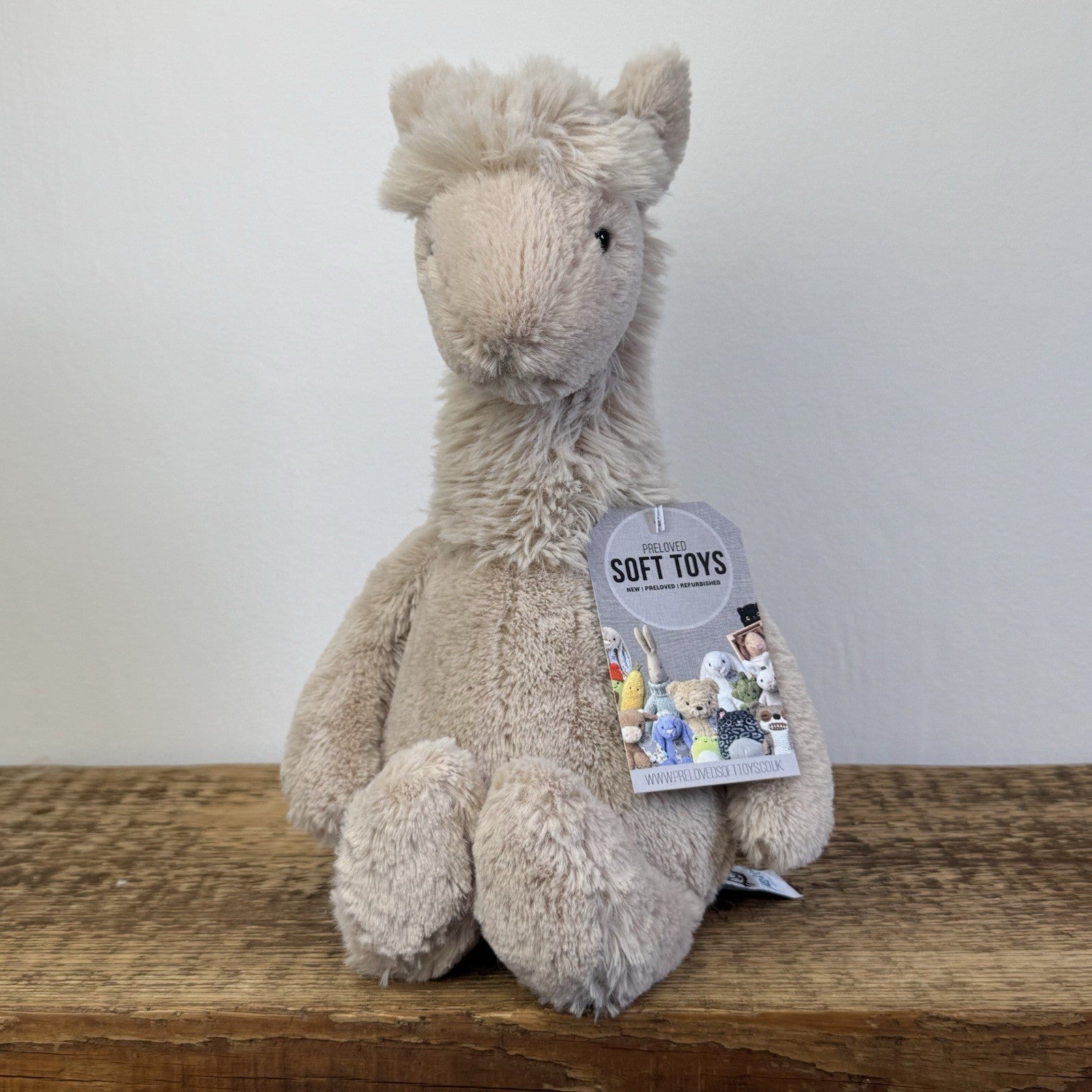 Jellycat Medium Bashful Llama Soft Toy Plush - Rare & Retired Beige Seated 12"