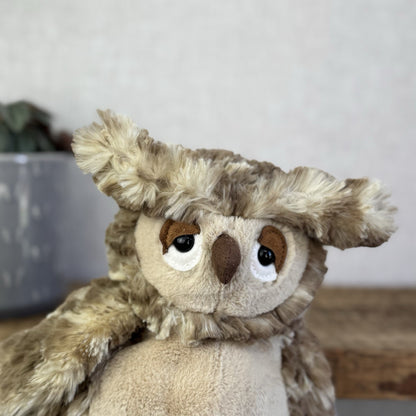 Jellycat Oberon Owl - Beige Brown Owl Beanie Plush Toy Retired Bird 9"