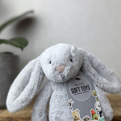 Jellycat Small Bashful Bunny Grey - Small Bunny White Tail Beanie NWOT 8”