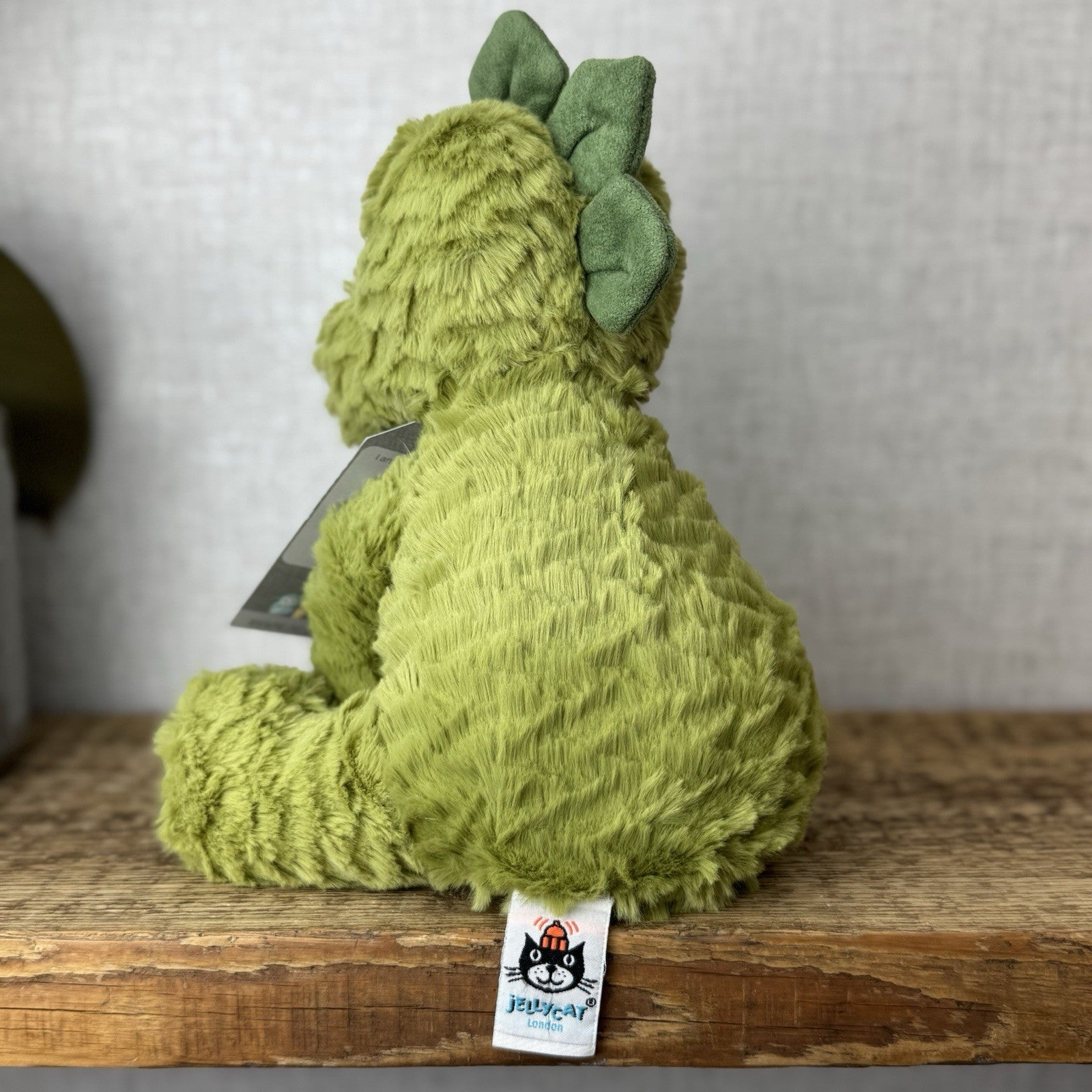 Jellycat Fuddlewuddle Dinosaur - Green Dino Textured Beanie Soft Toy 9"