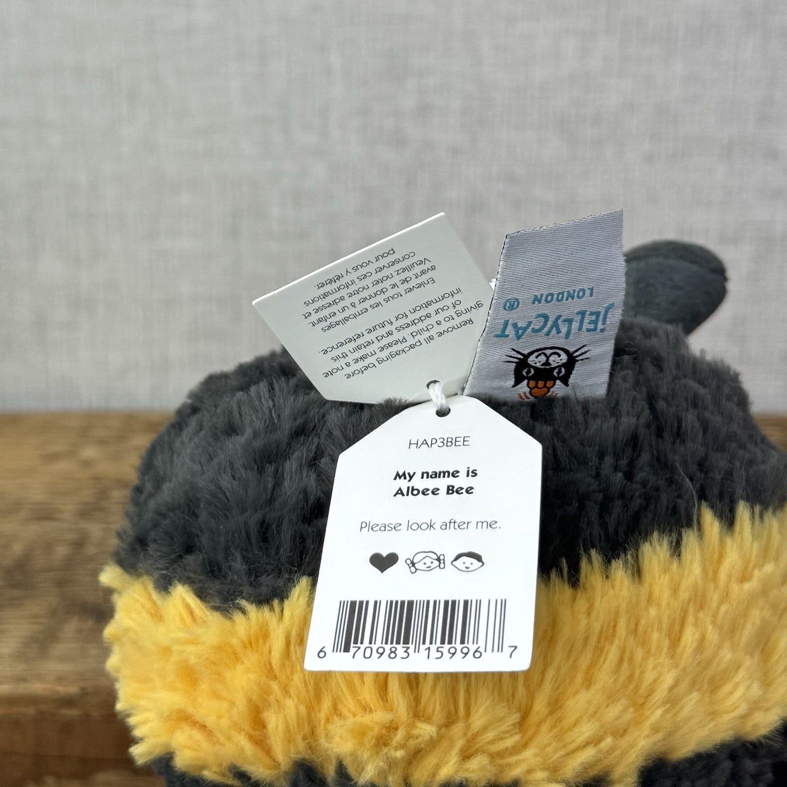 Jellycat Albee Bee - Small Bumble Bee Beanie Plush New With Tags 6"