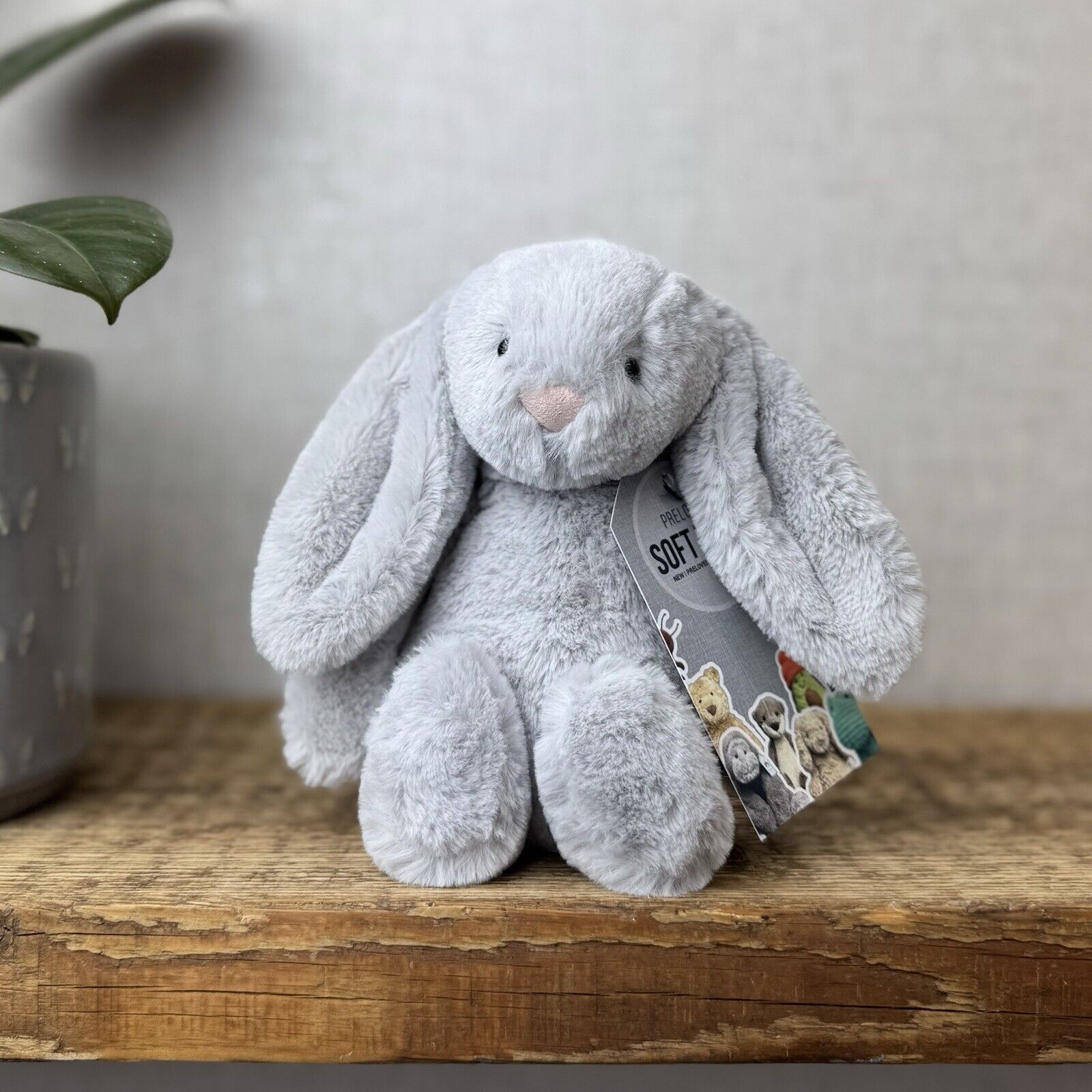 Jellycat Small Bashful Bunny Grey - Small Bunny White Tail Beanie NWOT 8”