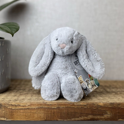 Jellycat Small Bashful Bunny Grey - Small Bunny White Tail Beanie NWOT 8”